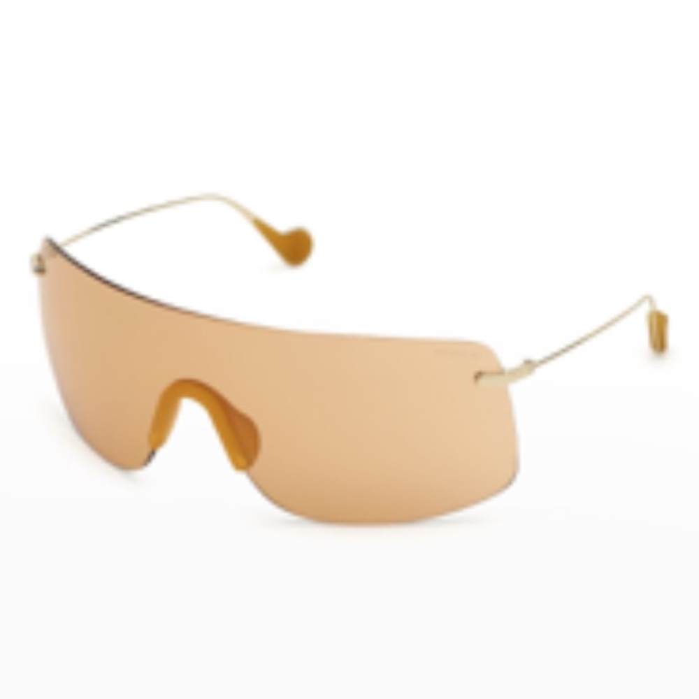 Authentic Moncler Lunettes Metal Shield Sunglasses Gold Brown